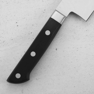 807-913W - Satake Noushu Santoku, ostří 17cm - detail na rukojeť